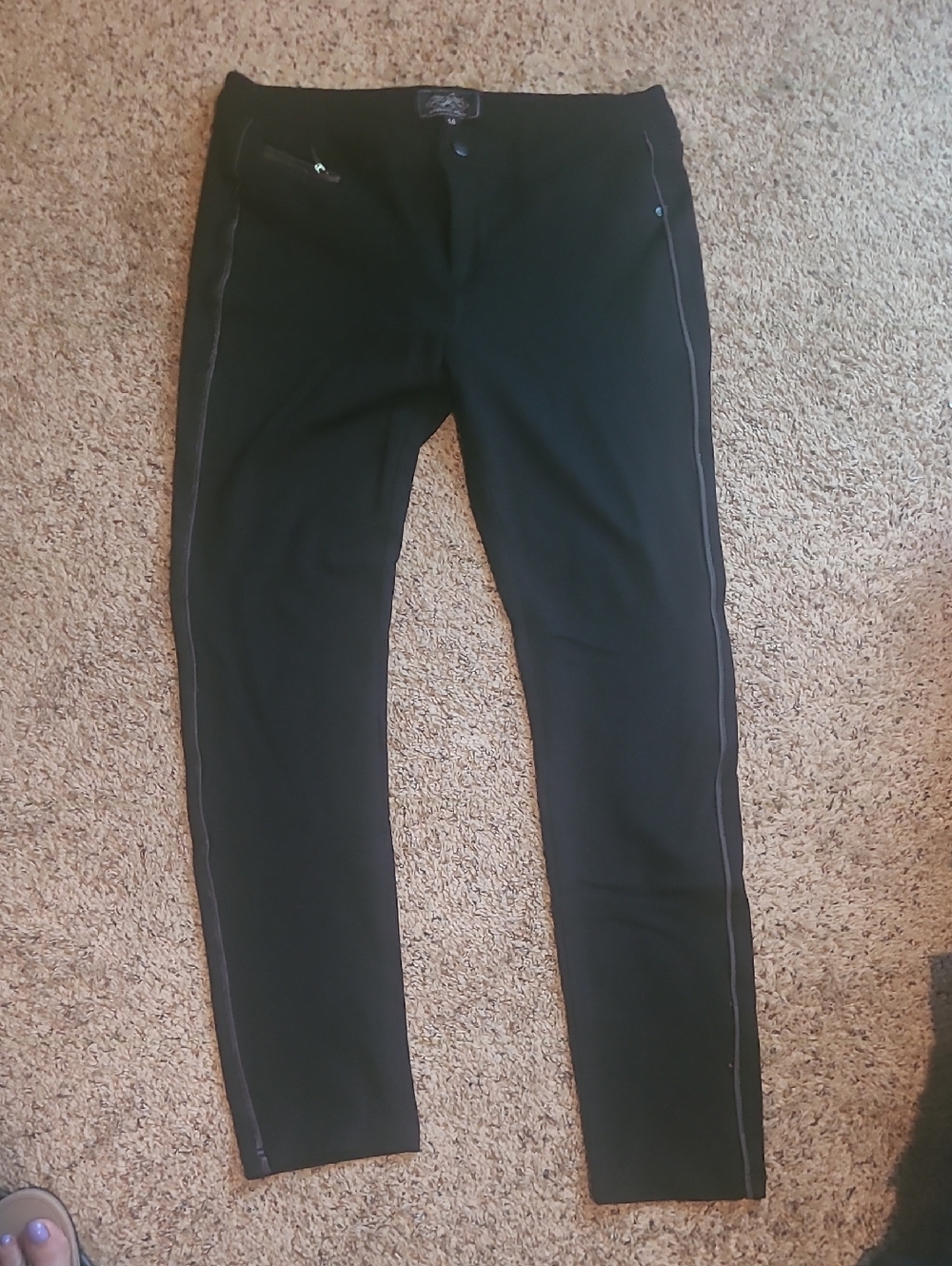 Women's Black Slim Ponte Pants with Side Piping